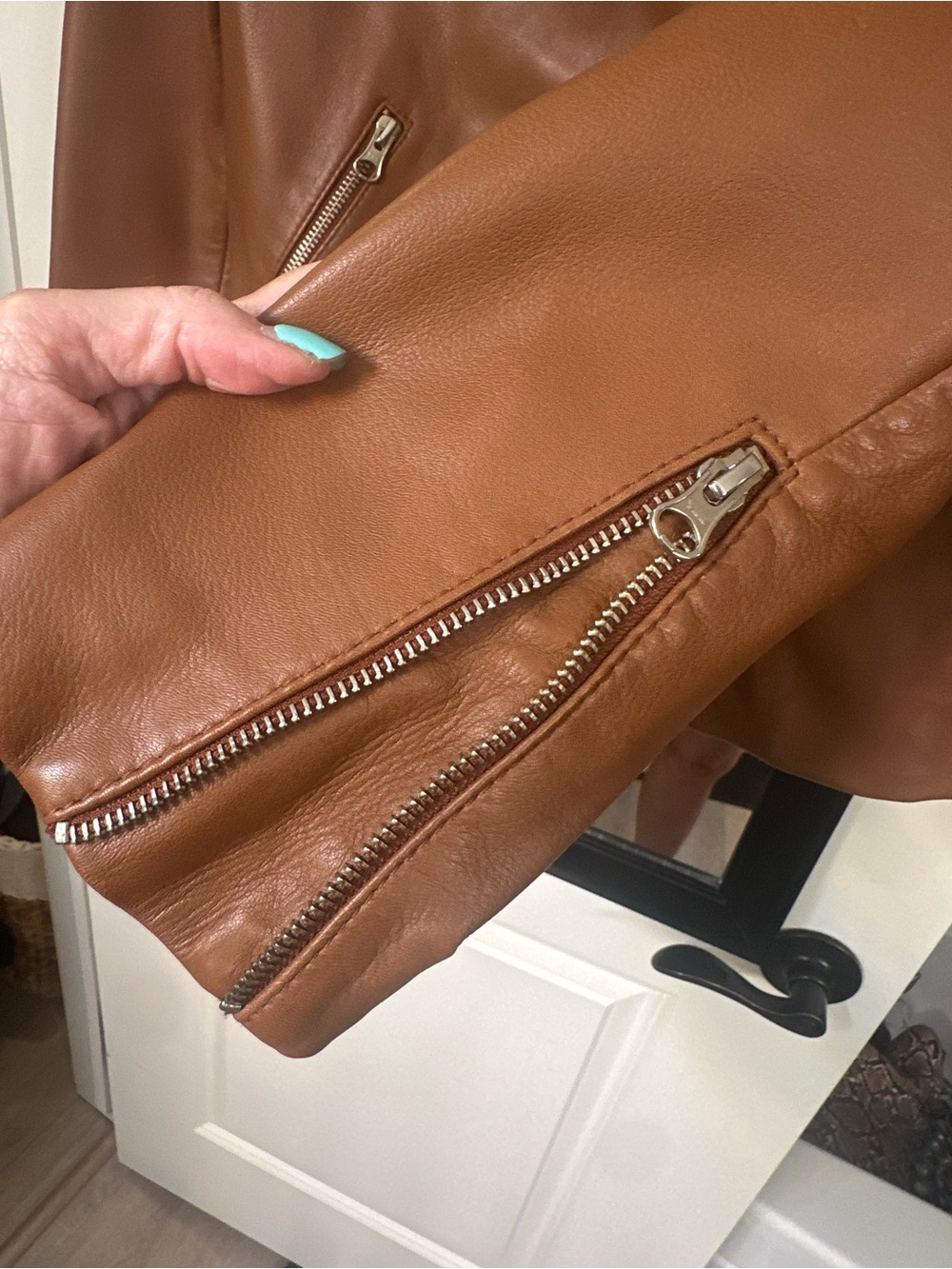 Quince Brown Leather Moto Jacket - Picture 12 of 14
